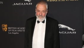 Mike Leigh on the red carpet