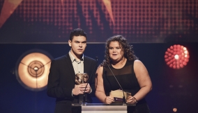 Gogglebox stars Amy & Josh Taper present the award